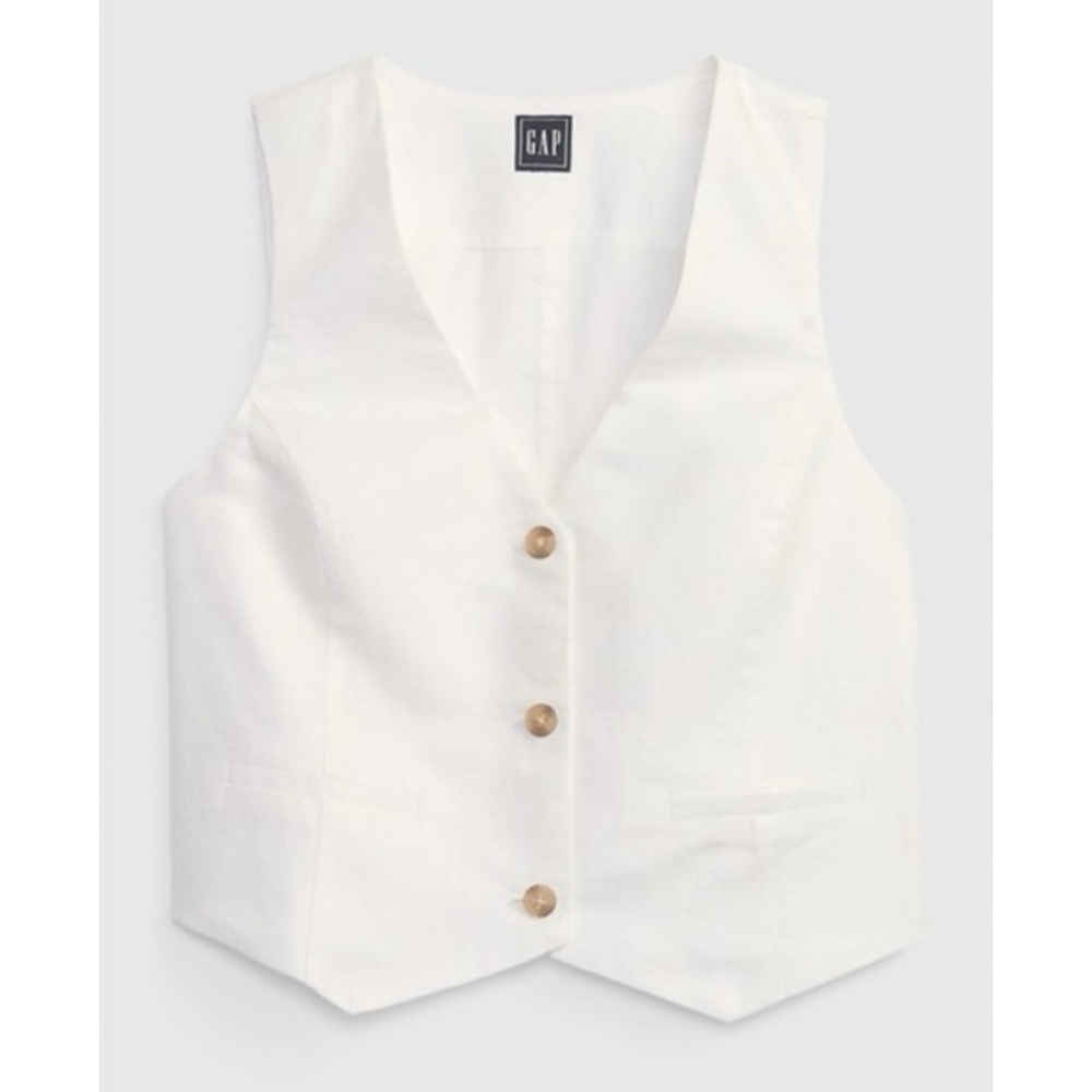 🚫SOLD ON E.AY🚫DO NOT PURCHASE 🚫 NWT GAP women’s white linen vest size M